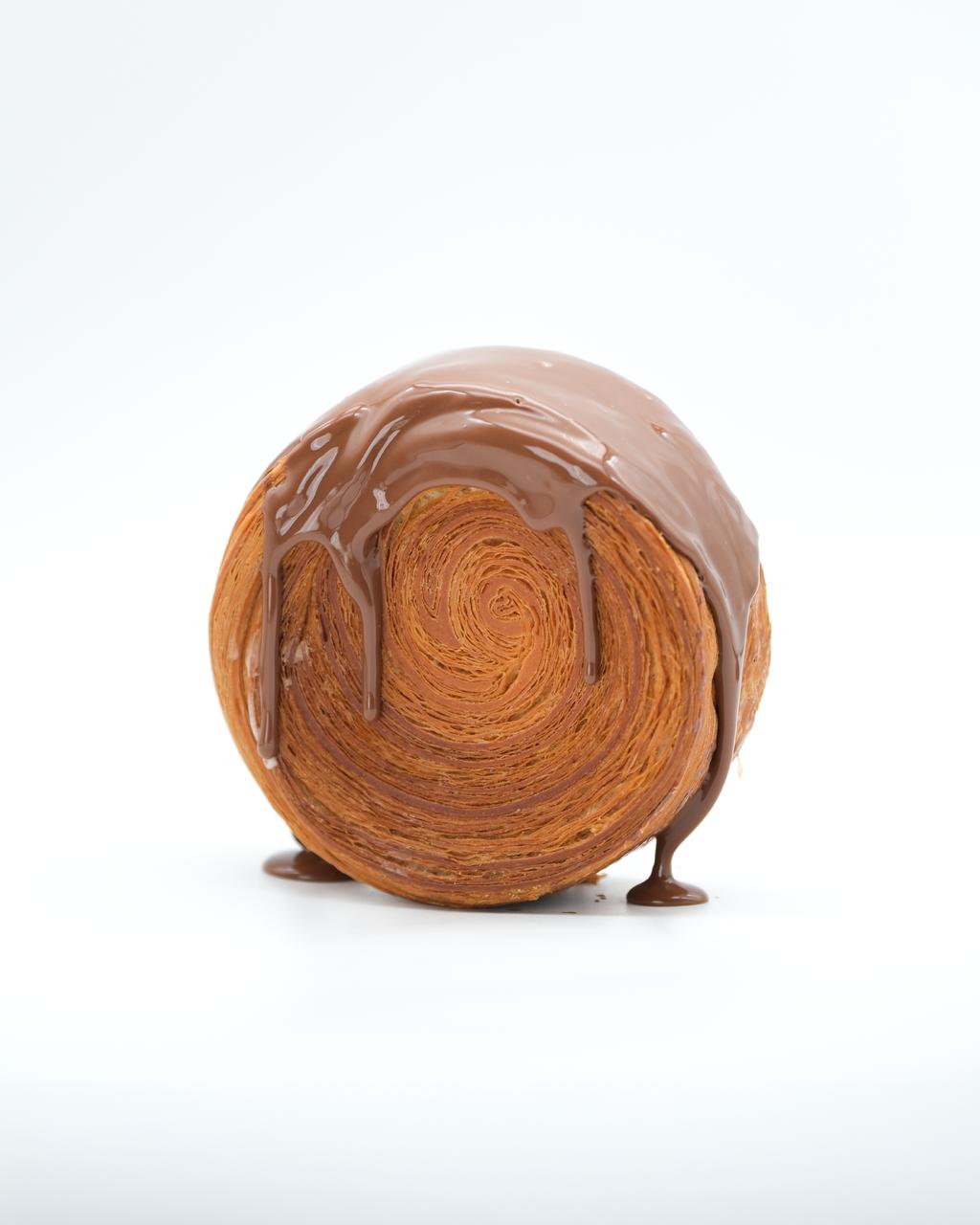 Chocolate-coated roll croissant